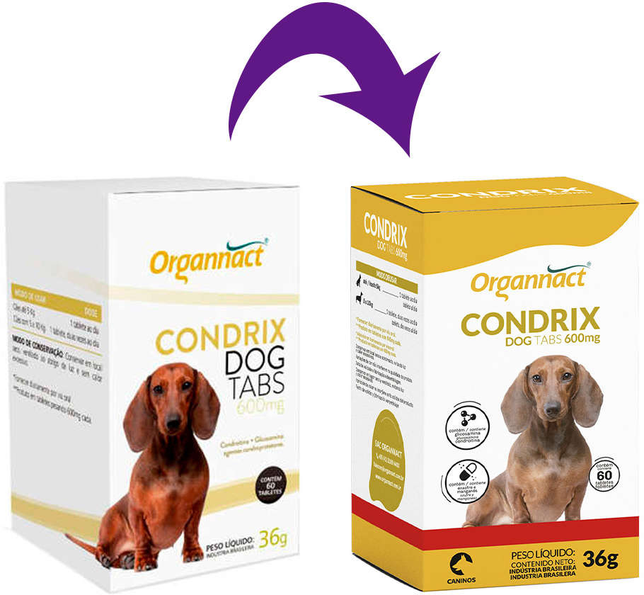 Suplemento Organnact Condrix Dog Tabs com 60 Tabletes 600 Mg - 36 g