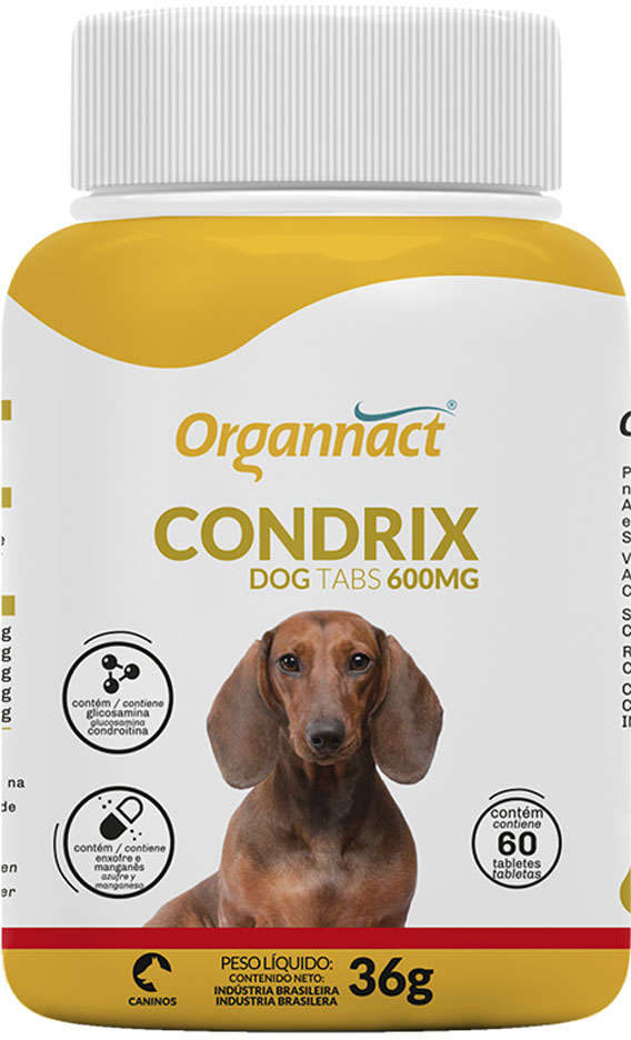 Suplemento Organnact Condrix Dog Tabs com 60 Tabletes 600 Mg - 36 g