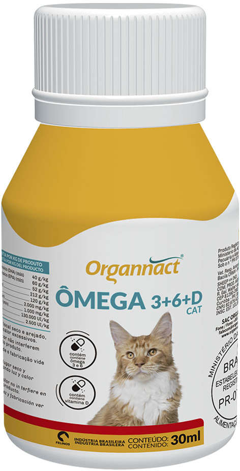 Suplemento Vitamínico Organnact Ômega 3+6+D Cat - 30 mL