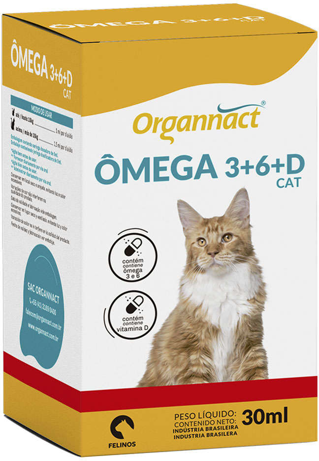 Suplemento Vitamínico Organnact Ômega 3+6+D Cat - 30 mL