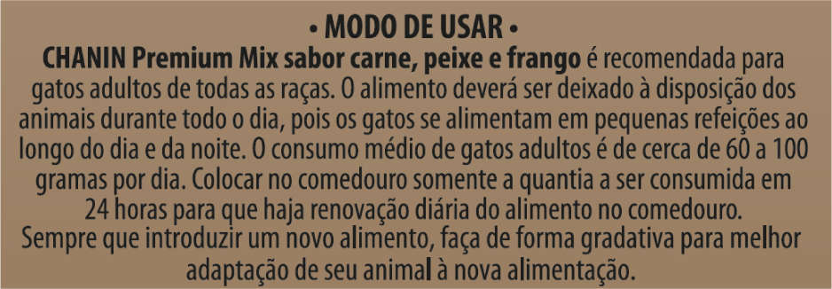Ração Seca Chanin Carne, Peixe e Frango para Gatos Adultos - 10,1Kg