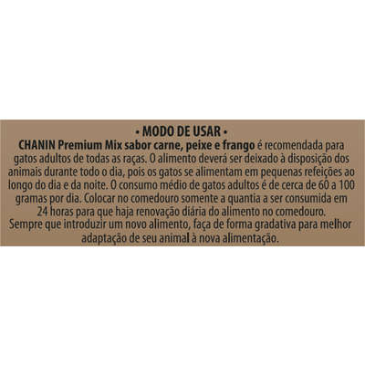Ração Seca Chanin Carne, Peixe e Frango para Gatos Adultos