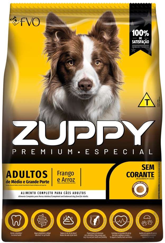 Ração Seca Zuppy Frango e Arroz para Cães Adultos de Porte Médio e Grande - 1Kg