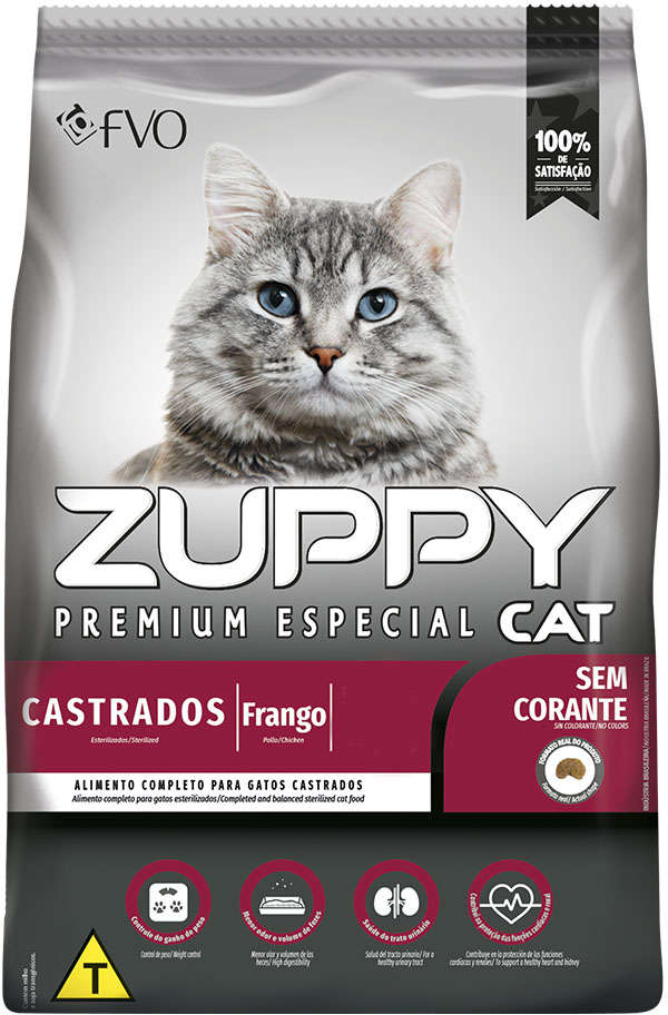 Ração Seca Zuppy Frango para Gatos Adultos Castrados - 10,1Kg