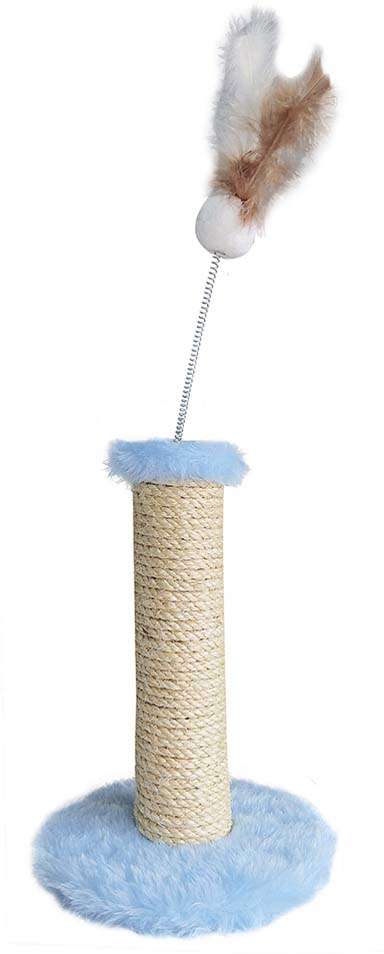Brinquedo Arranhador Sisal Pelúcia com Mola Azul - Tam. P