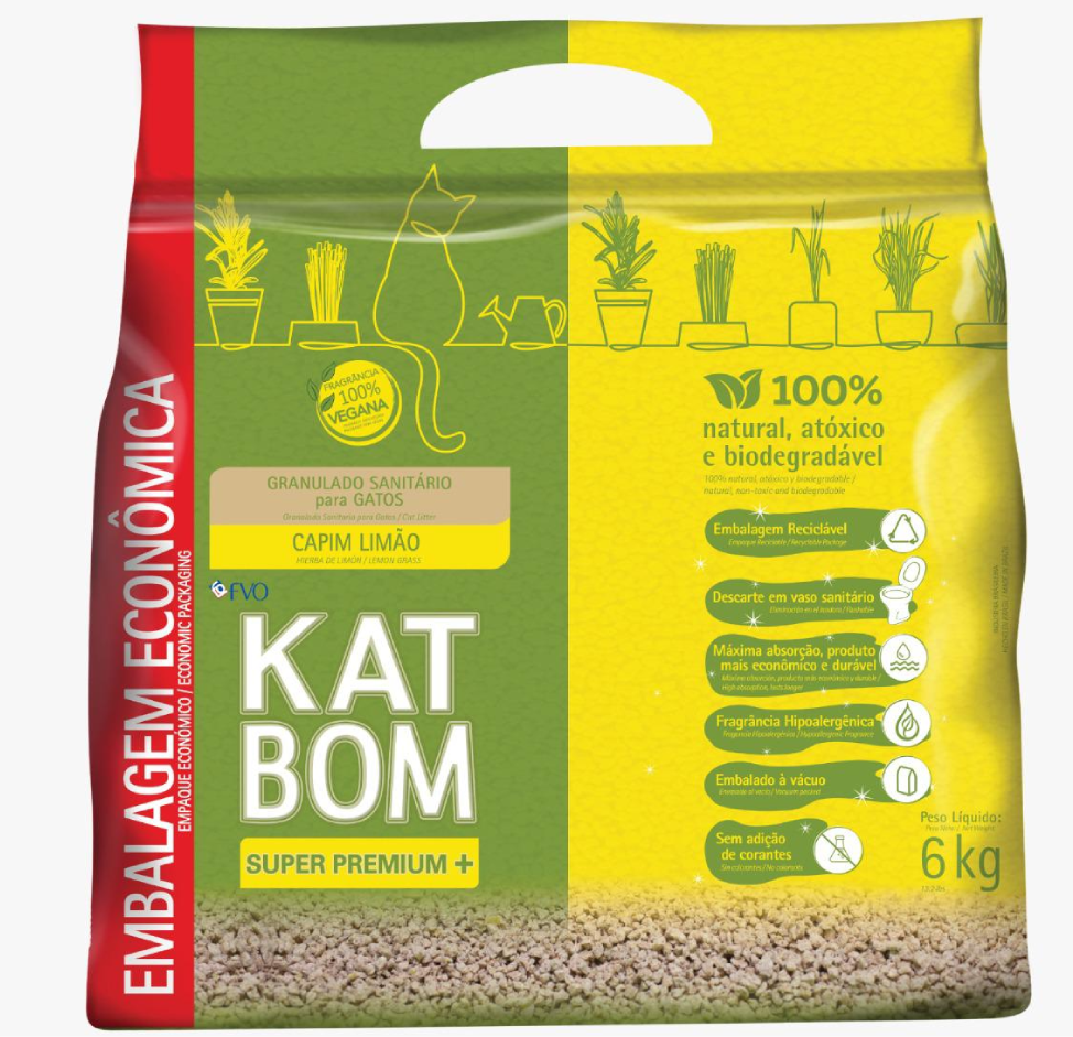 Granulado Sanitário Katbom Capim Limão para Gatos - 6Kg