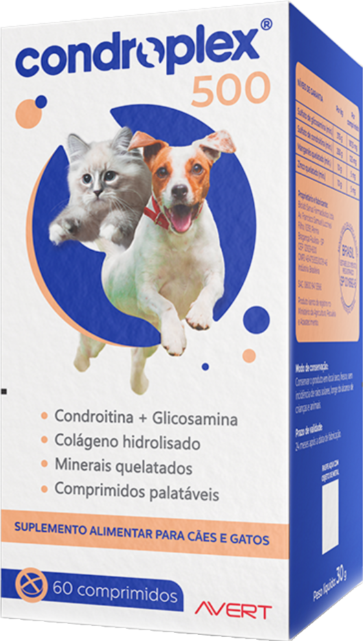 Suplemento Alimentar Avert CondroPlex 500 para Cães e Gatos de Pequeno Porte - 60 Comprimidos