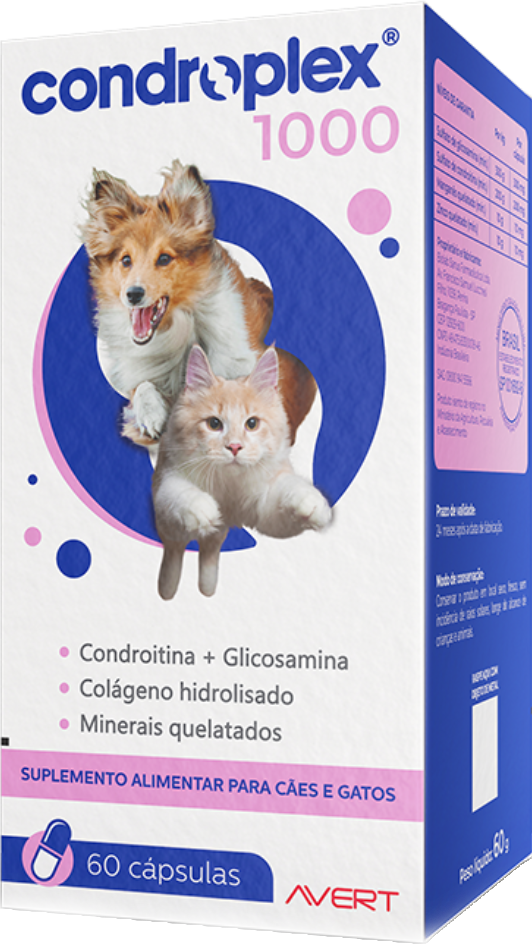 Suplemento Alimentar CondroPlex 1000 para Cães e Gatos de Médio e Grande Porte - 60 Cápsulas