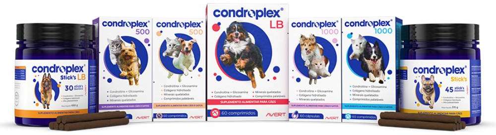 Suplemento Alimentar Avert CondroPlex 1000 para Cães e Gatos de Médio e Grande Porte - 60 Comprimidos