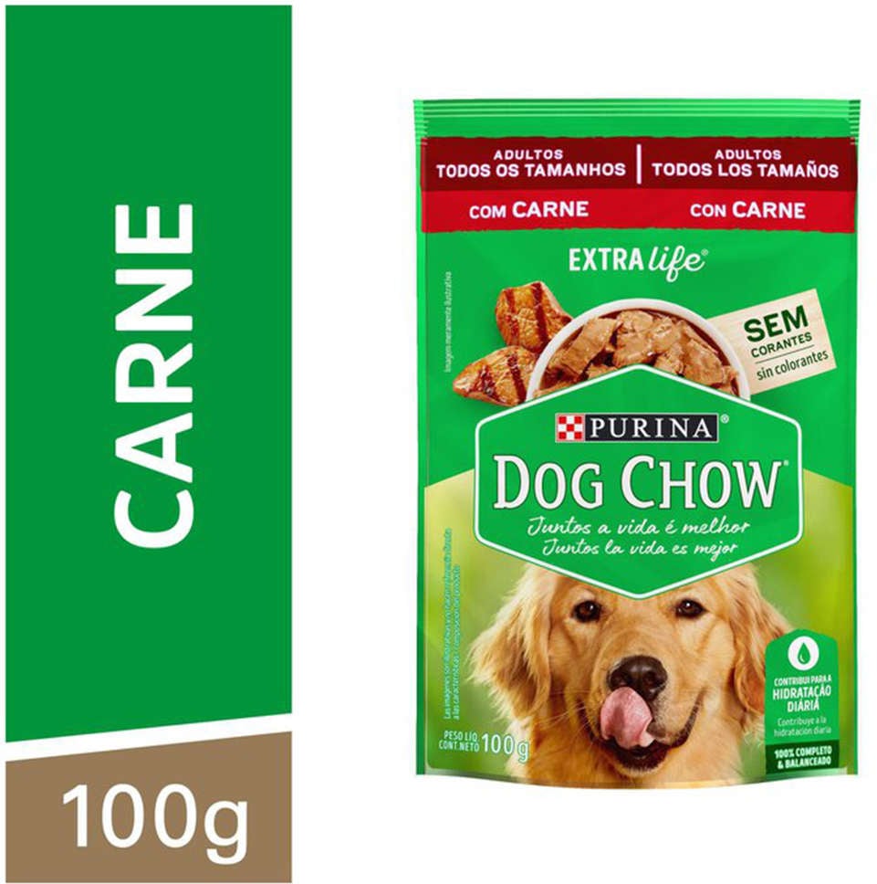 Ração Úmida Nestlé Purina Dog Chow Sachê Carne para Cães Adultos - 100 g