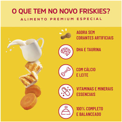Ração Seca Nestlé Purina Friskies Frango, Leite e Cenoura para Gatos Filhotes