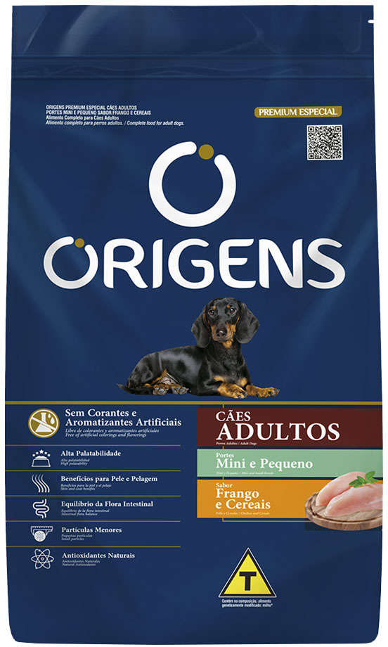 Ração Seca Origens Frango e Cereais Cães Adultos Raças Minis e Pequenas - 10,1Kg