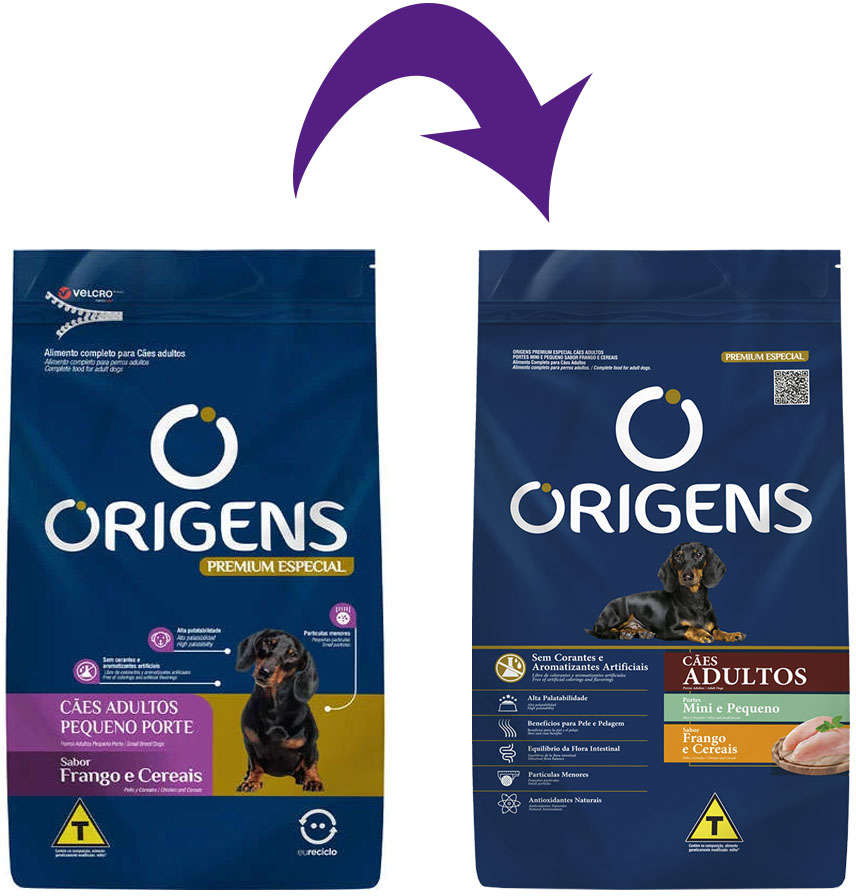 Ração Seca Origens Frango e Cereais Cães Adultos Raças Minis e Pequenas - 10,1Kg