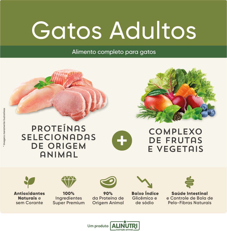 Ração Seca Alinutri Nature Fórmula Pro para Gatos Adultos - 7,5Kg
