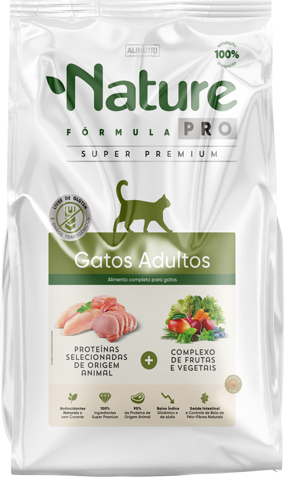 Ração Seca Alinutri Nature Fórmula Pro para Gatos Adultos - 7,5Kg