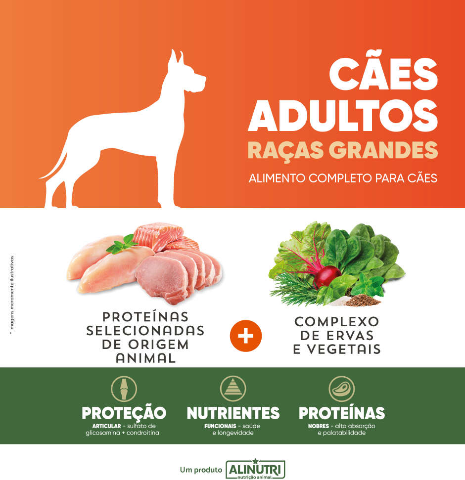 Ração Seca Alinutri Nature Fórmula para Cães Adultos Raças Grandes - 15Kg