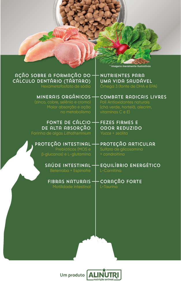 Ração Seca Alinutri Nature Fórmula para Cães Adultos Raças Grandes - 15Kg