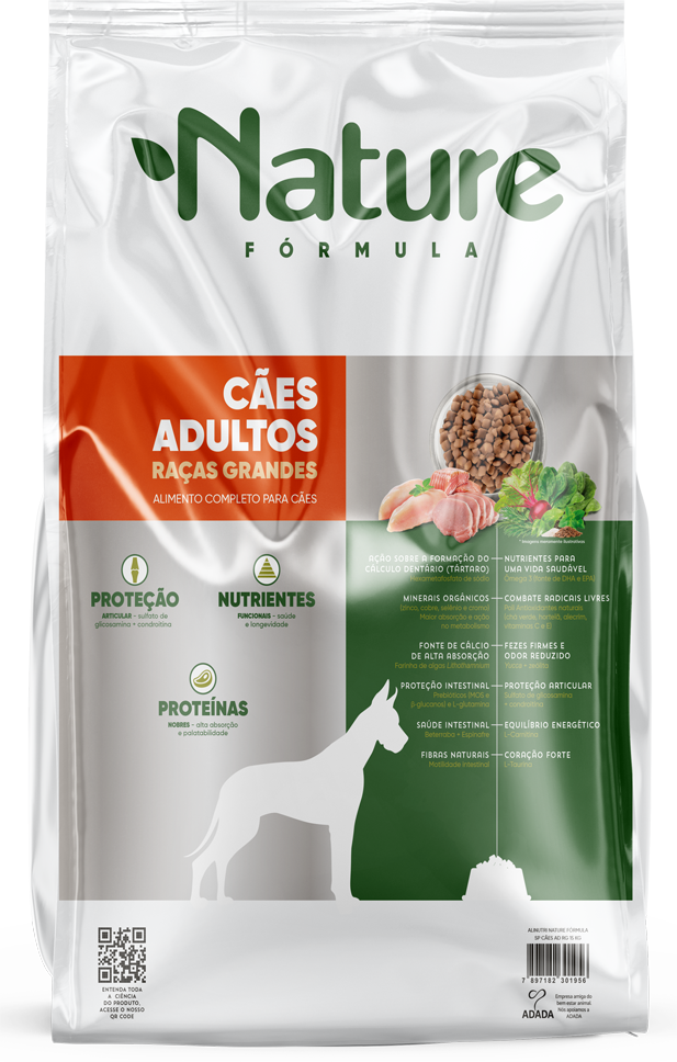 Ração Seca Alinutri Nature Fórmula para Cães Adultos Raças Grandes - 15Kg
