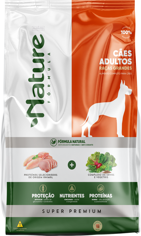 Ração Seca Alinutri Nature Fórmula para Cães Adultos Raças Grandes - 15Kg