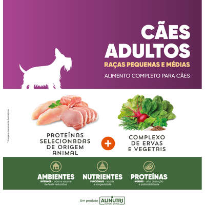 Ração Seca Alinutri Nature Fórmula para Cães Adultos Raças Pequenas e Médias