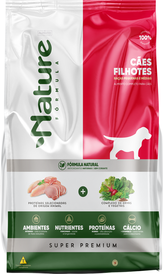 Ração Seca Alinutri Nature Fórmula para Cães Filhotes Raças Pequenas e Médias - 2,5Kg