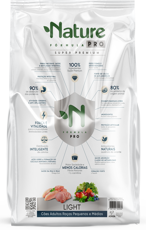 Ração Seca Alinutri Nature Fórmula Pro Light para Cães Adultos Raças Pequenas e Médias - 12Kg