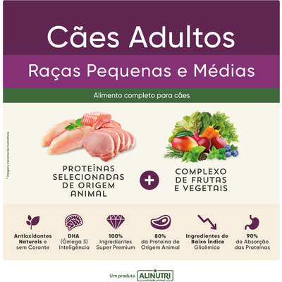 Ração Seca Alinutri Nature Fórmula Pro para Cães Adultos Raças Pequenas e Médias
