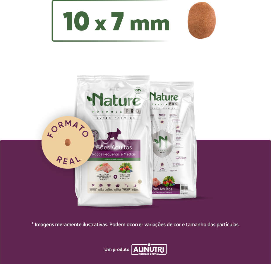 Ração Seca Alinutri Nature Fórmula Pro para Cães Adultos Raças Pequenas e Médias - 15Kg
