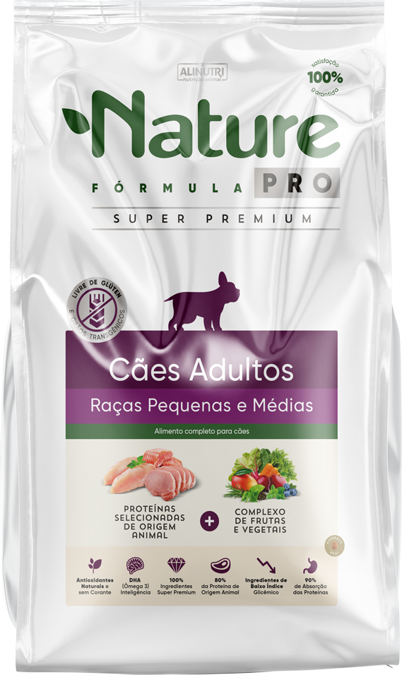 Ração Seca Alinutri Nature Fórmula Pro para Cães Adultos Raças Pequenas e Médias - 15Kg