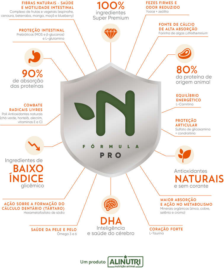 Ração Seca Alinutri Nature Fórmula Pro para Cães Adultos Raças Grandes - 15Kg