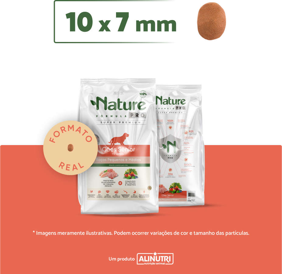Ração Seca Alinutri Nature Fórmula Pro para Cães Sênior Raças Pequenas e Médias com 7 Anos ou Mais - 12Kg