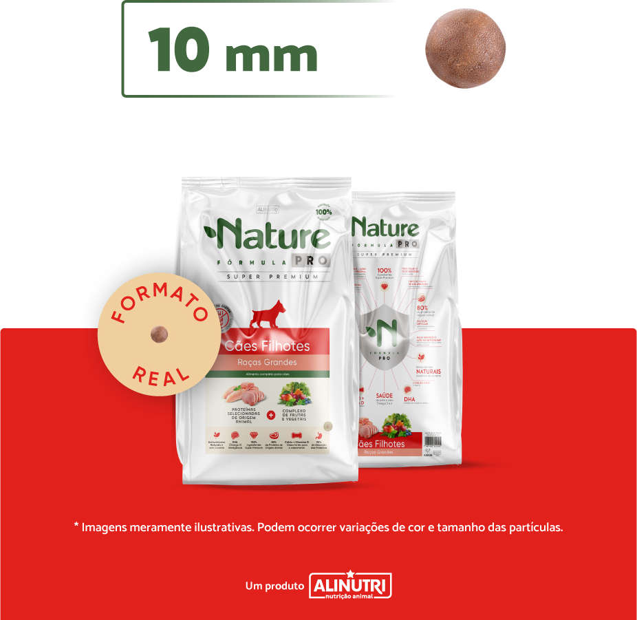 Ração Seca Alinutri Nature Fórmula Pro para Cães Filhotes Raças Grandes - 15Kg