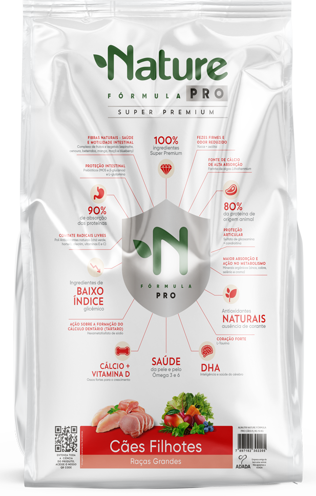 Ração Seca Alinutri Nature Fórmula Pro para Cães Filhotes Raças Grandes - 15Kg