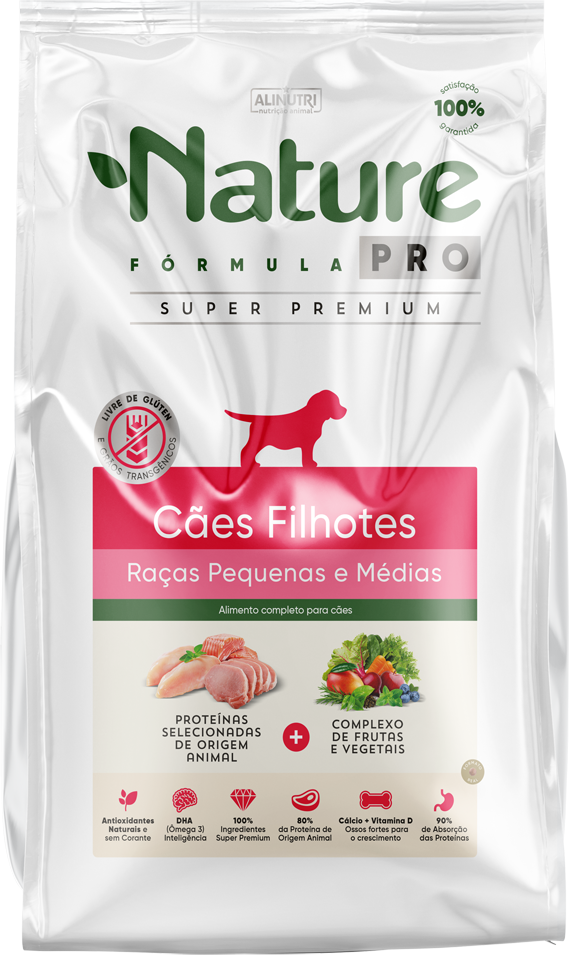 Ração Seca Alinutri Nature Fórmula Pro para Cães Filhotes Raças Pequenas e Médias - 15Kg