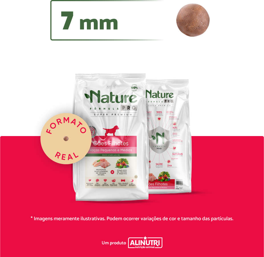 Ração Seca Alinutri Nature Fórmula Pro para Cães Filhotes Raças Pequenas e Médias - 15Kg