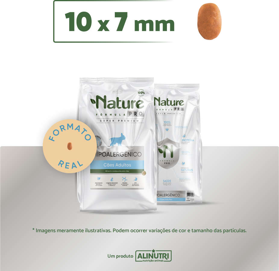 Ração Seca Alinutri Nature Fórmula Pro Hipoalergênico para Cães Adultos - 10,1Kg