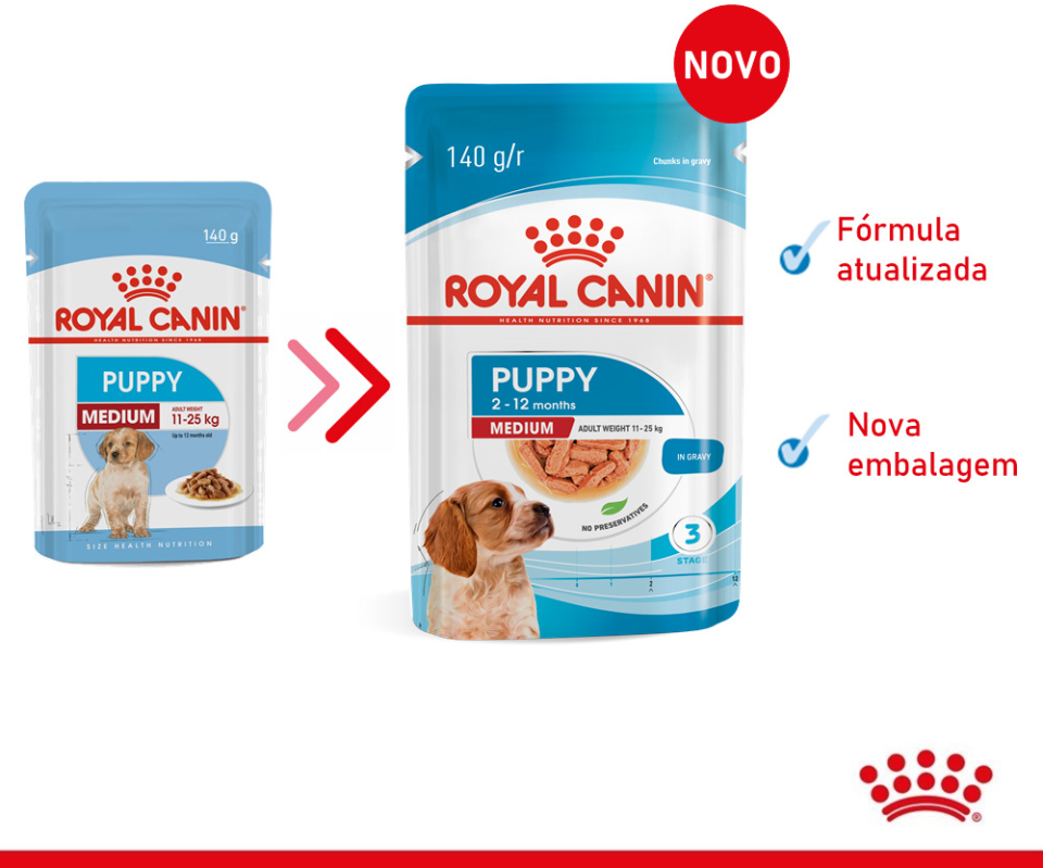Ração Úmida Royal Canin Sachê Size Health Nutrition Puppy Wet para Cães Filhotes Raças Médias - 140 g