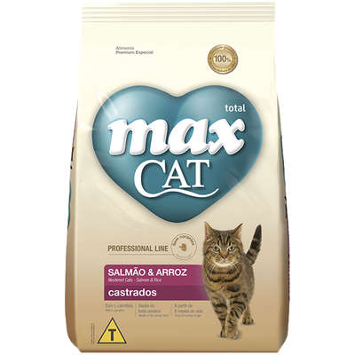 Ração Seca Total Max Cat Professional Line Salmão & Arroz para Gatos Castrados