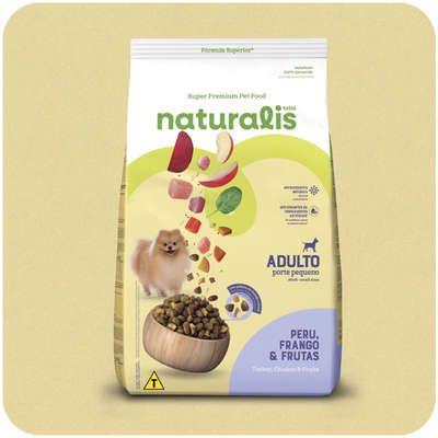 Ração Seca Total Naturalis Peru, Frango e Frutas para Cães Adultos Porte Pequeno
