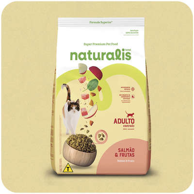Ração Seca Total Naturalis Salmão e Frutas para Gatos Adultos Castrados