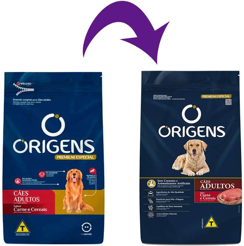 Ração Seca Origens Carne e Cereais Cães Adultos - 20Kg