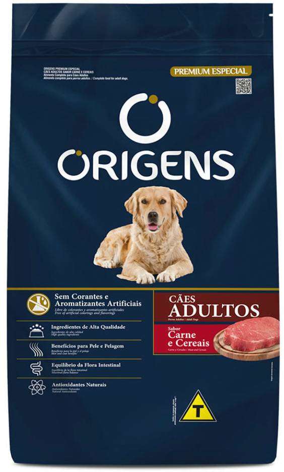 Ração Seca Origens Carne e Cereais Cães Adultos - 20Kg