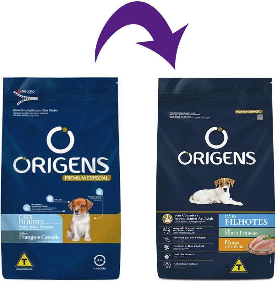 Ração Seca Origens Frango e Cereais Cães Filhotes - 3Kg