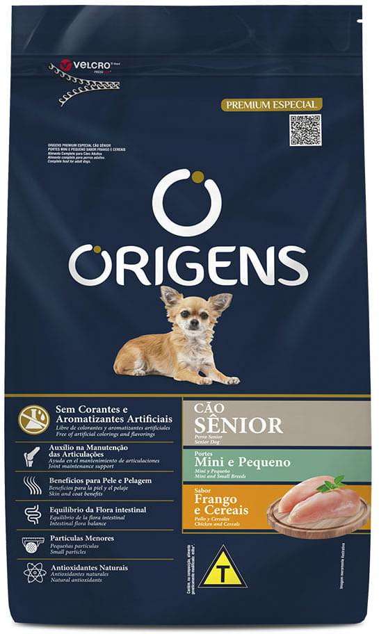 Ração Seca Origens Frango e Cereais Integrais para Cães Sênior Raças Mini e Pequena - 10,1Kg