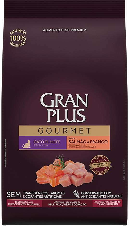 Ração Seca GranPlus Gourmet Salmão & Frango para Gatos Filhotes - 3Kg