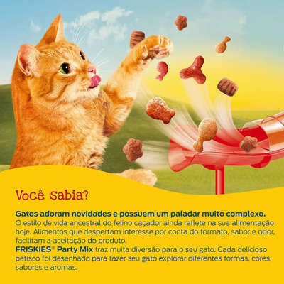 Petisco Nestlé Purina Friskies Party Mix Frango, Fígado e Peru para Gatos Adultos