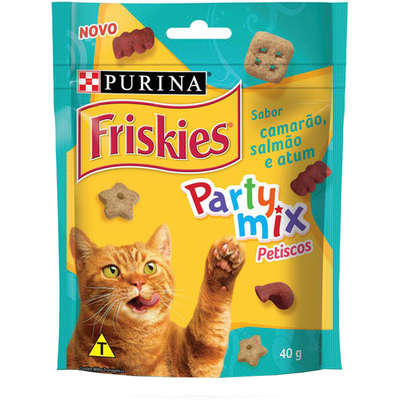 Petisco Nestlé Purina Friskies Party Mix Camarão, Salmão e Atum para Gatos Adultos