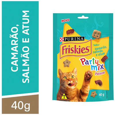 Petisco Nestlé Purina Friskies Party Mix Camarão, Salmão e Atum para Gatos Adultos