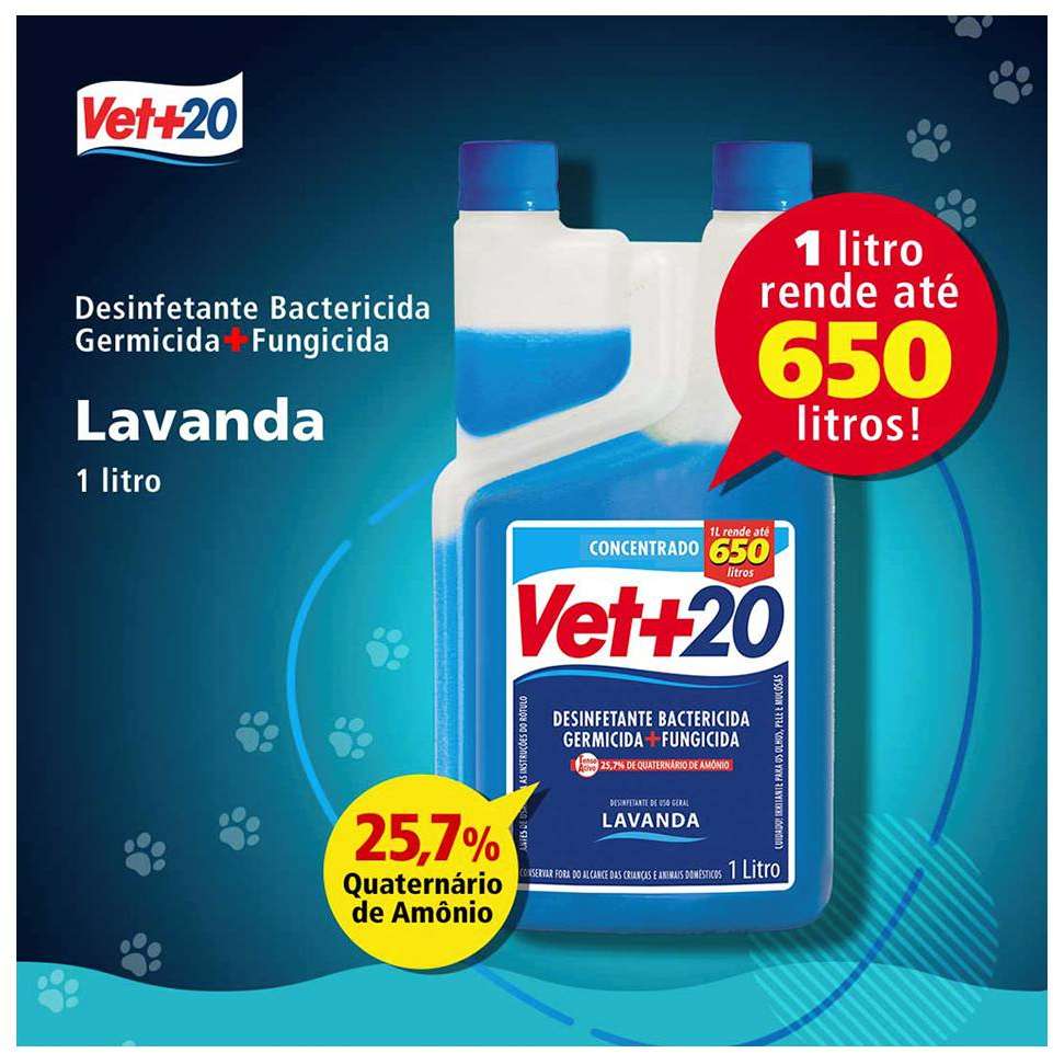 Desinfetante Vet+20 Bactericida de Lavanda - 1 Litro