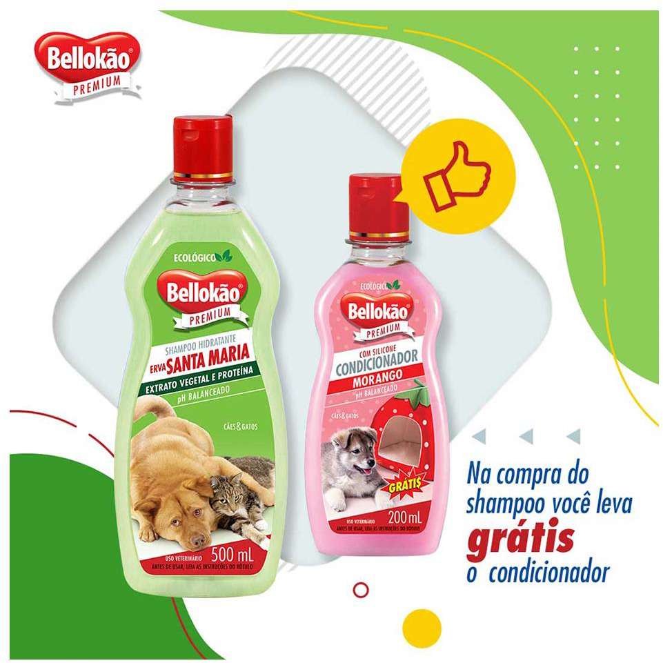 Kit Bellokão Shampoo Erva Santa Maria + Condicionador Morango - Kit